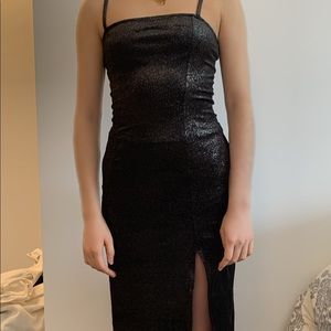 New Long Black sparkly dress with a slit
